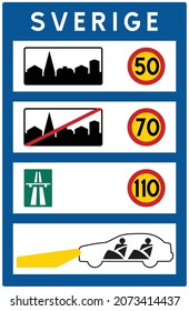 Sweden National speed limits, Border crossings, Comparison of European road signs
