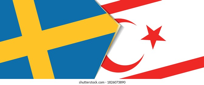 Sweden and Northern Cyprus flags, two vector flags symbol of relationship or confrontation.