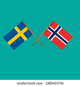 Sweden and Norway crossed flags.Language learning or travel concept