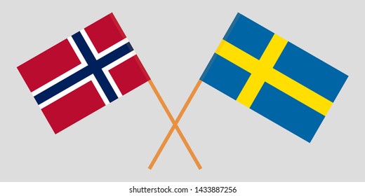 Sweden and Norway. Crossed Swedish and Norwegian flags