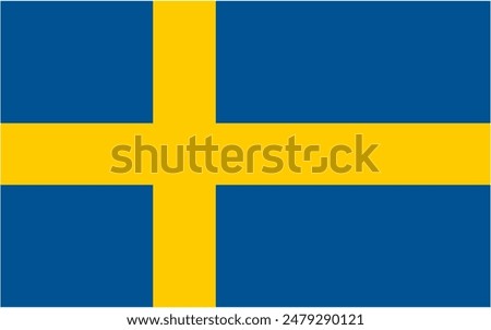 Sweden official flag vector with standard size and proportion. National flag emblem with accurate size and colors.