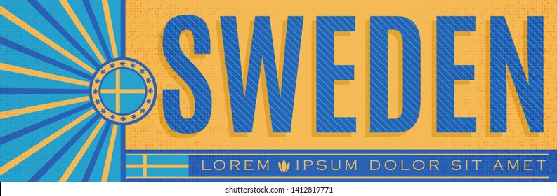 Sweden Patriotic Banner design, typographic vector illustration, Swedish Flag colors