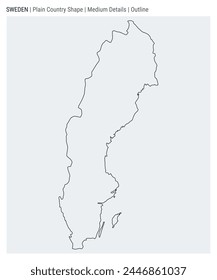 Sweden plain country map. Medium Details. Outline style. Shape of Sweden. Vector illustration.