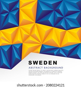 Sweden polygonal flag. Vector illustration. Abstract background in the form of colorful blue and yellow stripes of the Swedish flag.