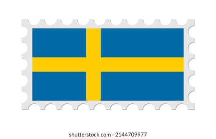 Sweden Postage Stamp With Shadow. Vector illustration.