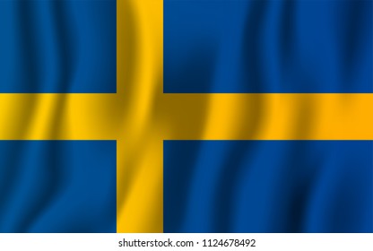 Sweden realistic waving flag vector illustration. National country background symbol. Independence day.