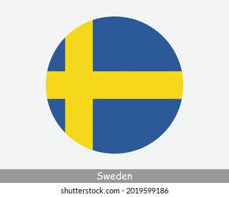 Sweden Round Circle Flag. Swedish Circular Button Banner Icon. Swede Flag EPS Vector svg