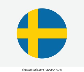 Sweden Round Country Flag. Swedish Circle National Flag. Kingdom of Sweden Circular Shape Button Banner. EPS Vector Illustration. svg