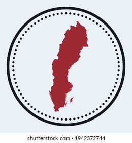 Sweden round stamp. Round logo with country map and title. Stylish minimal Sweden badge with map. Vector illustration.