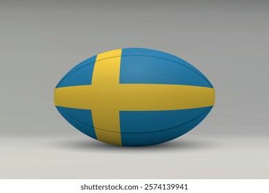 Sweden rugby ball featuring the national flag design on a gray background