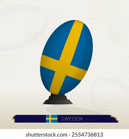 Sweden Rugby Ball on Rugby Kicking Tees with Modern Design. Illustration perfect for sports, national pride, and rugby-related projects.