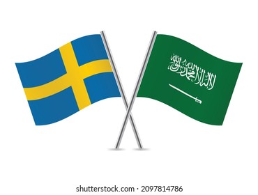 Schweden und Saudi-Arabien Flaggen. Vektorgrafik.