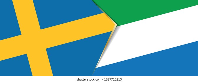 Sweden and Sierra Leone flags, two vector flags symbol of relationship or confrontation.