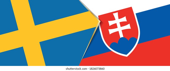 Banderas de Suecia y Eslovaquia, dos banderas vectoriales símbolo de relación o enfrentamiento.