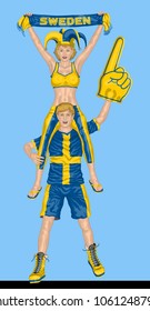 Sweden Soccer Fan. All the objects are in different layers and the text types do not need any font. 