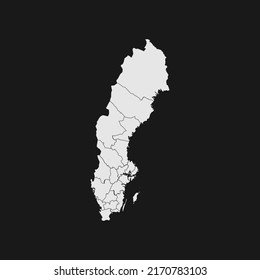 sweden soft white map with black detail and background