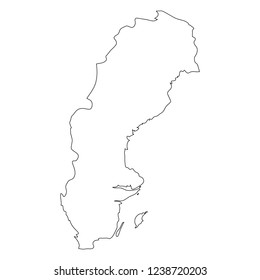 Sweden - solid black outline border map of country area. Simple flat vector illustration.