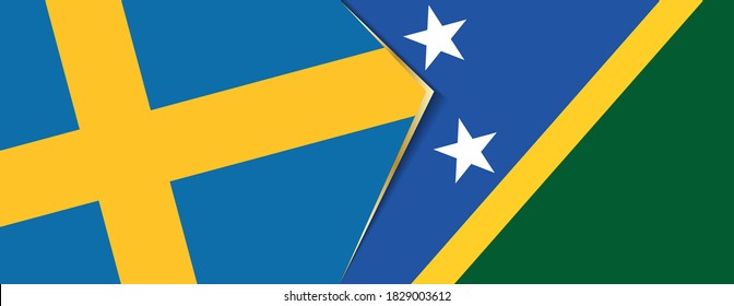 Sweden and Solomon Islands flags, two vector flags symbol of relationship or confrontation.
