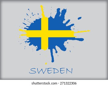 Sweden splash flag. Swedish splash flag.Vector illustration.