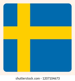 Sweden square flag button, social media communication sign, business icon.