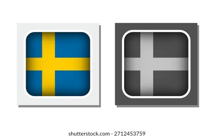 Icono de bandera redondeada cuadrada de Suecia