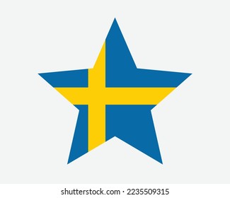 Sweden Star Flag. Swedish Swede Star Shape Flag. Kingdom of Sweden Country National Banner Icon Symbol Vector Flat Artwork Graphic Illustration svg