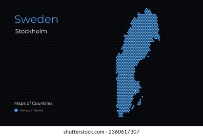 Sweden, Stockholm. Creative vector map. Maps of Countries. European, Scandinavia. Hexagon Series.