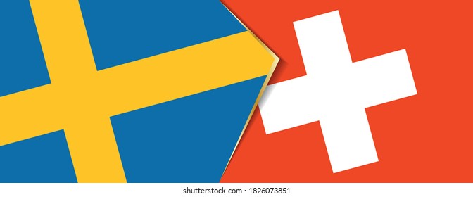 Sweden and Switzerland flags, two vector flags symbol of relationship or confrontation.