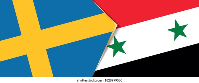 Sweden and Syria flags, two vector flags symbol of relationship or confrontation.