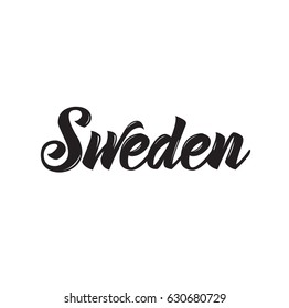 sweden, text design. Vector calligraphy. Typography poster. Usable as background.