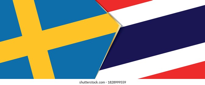 Sweden and Thailand flags, two vector flags symbol of relationship or confrontation.