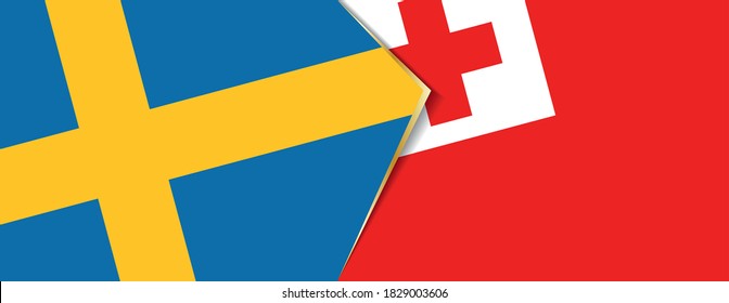 Sweden and Tonga flags, two vector flags symbol of relationship or confrontation.