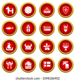 Sweden travel icons set. Simple illustration of 16 sweden travel vector icons for web
