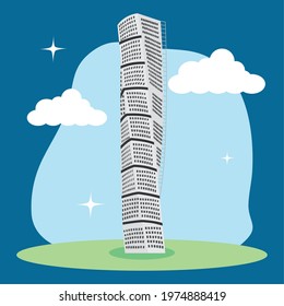 sweden turning torso illustration design