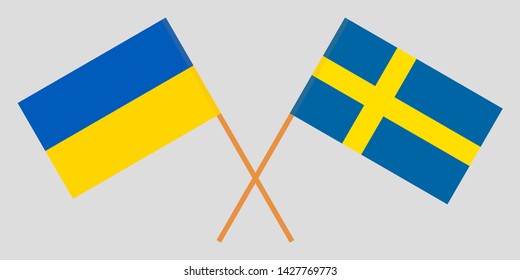 Sweden Ukraine Crossed Swedish Ukrainian Flags Stock Vector Royalty Free 1427769773