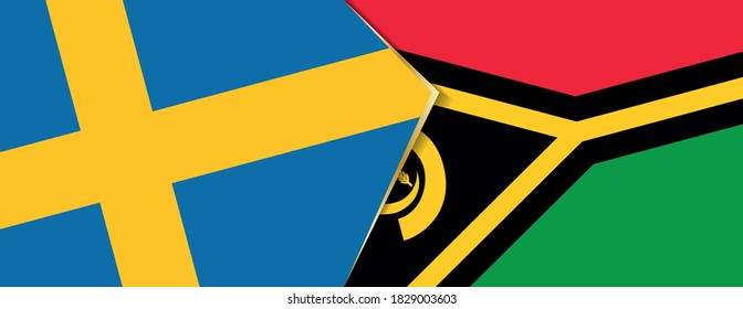 Sweden and Vanuatu flags, two vector flags symbol of relationship or confrontation.