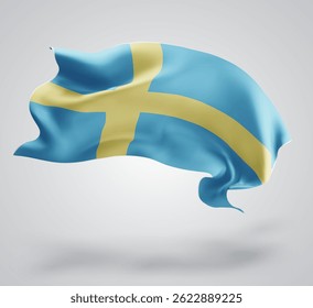 Sweden, vector 3d flag with waves on a white background