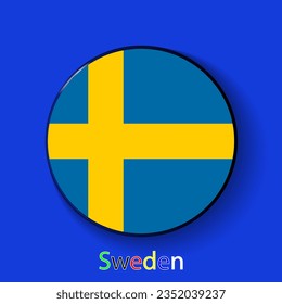 Sweden vector flag. Football europe 2024 tournament championship. Round badges of the country in the actual championship colors.