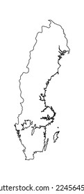 Sweden vector map contour silhouette isolated on white background. High detailed illustration. Outlined, contour. Scandinavian country. Europe state, EU member.