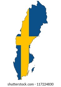 Sweden vector map with the flag inside.