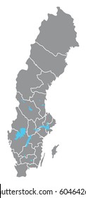 Sweden vector map hand drawn with counties on separate layers