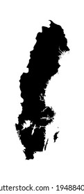 Sweden vector map silhouette isolated on white background. High detailed silhouette illustration. EU country. Europe country map.