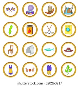 Sweden vector set in cartoon style isolated on white background