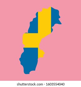 Sweden vector set. country shape with  flag .