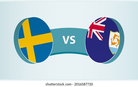 Sweden versus Anguilla, team sports competition concept. Round flag of countries.