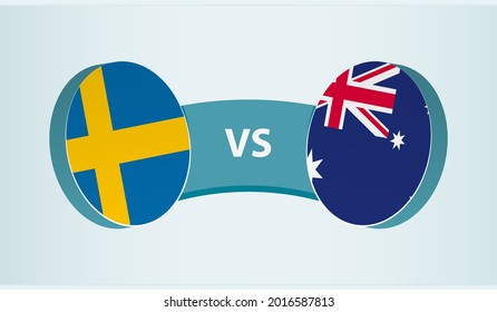 Sweden versus Australia, team sports competition concept. Round flag of countries.