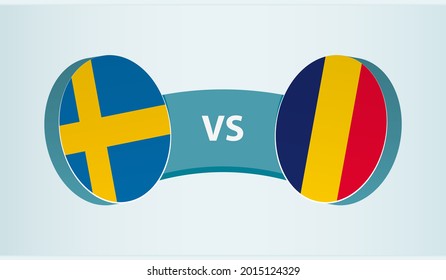 Sweden versus Chad, team sports competition concept. Round flag of countries.