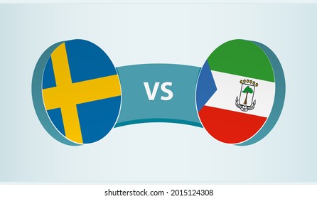 Sweden versus Equatorial Guinea, team sports competition concept. Round flag of countries.