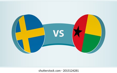 Sweden versus Guinea-Bissau, team sports competition concept. Round flag of countries.