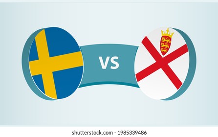 Sweden versus Jersey, team sports competition concept. Round flag of countries.